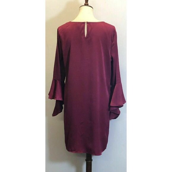 Bar III Womens Purple Ruffled Shift 3/4 Sleeves Party Dress Size L - Picture 4 of 12